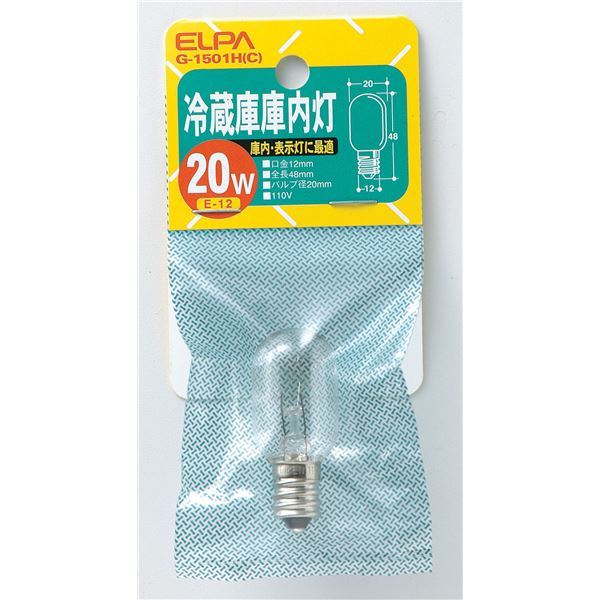 ELPA 冷蔵庫庫内灯 20W E12 クリア G-1501H（C） ×40 白熱電球の商品画像