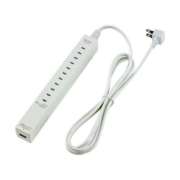 ELPA エルパ スリム電源タップ WL-USB5015B（W）5個口 1.5m×3個 OA、電源タップの商品画像