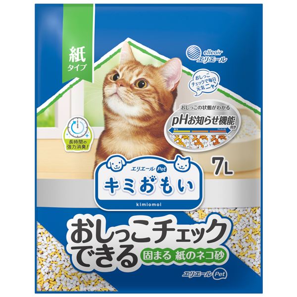 エリエール キミおもい おしっこチェックできる固まる紙のネコ砂 7L×1個 猫砂の商品画像