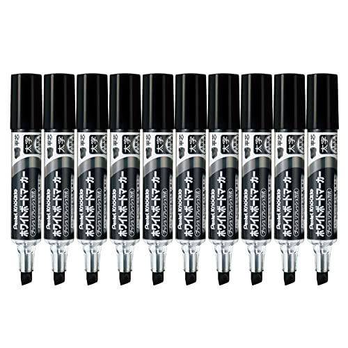 ぺんてる ホワイトボードマーカー ノックル 平芯 太字 （黒） EMWL6W-A 10本 ノックル マーカー、蛍光ペンの商品画像