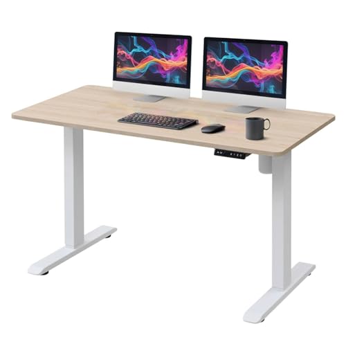 山善 電動昇降デスク W1200×D600×H710～1160mm AED-1260 （Wオーク×ホワイト）の商品画像