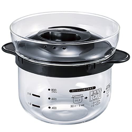 HARIO ガラスのレンジご飯釜 1～2合（ブラック）XRCN-2-B×1個の商品画像
