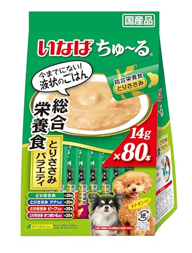 いなば ちゅ~る 総合栄養食 とりささみバラエティ 80本 犬用おやつ 犬用おやつ、ガムの商品画像