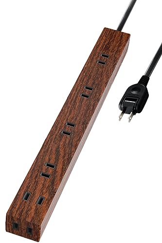 ELECOM エレコム 木目柄スリムタップ（雷ガード内蔵）ECT-0203W 6個口 3m ウォールナット×1個 OA、電源タップの商品画像