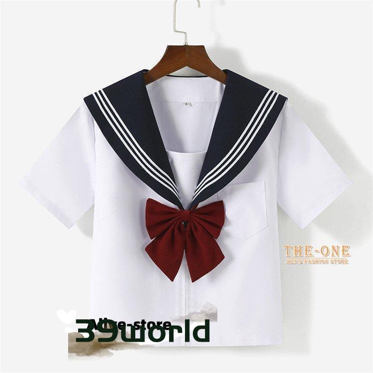  sailor suit short sleeves long sleeve blouse pleated skirt height length . knees height regular .. woman uniform single goods setup woman high school student JK uniform butterfly necktie attaching classical uniform 