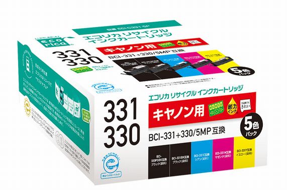 エコリカ エコリカ 互換リサイクルインクカートリッジ ECI-C331-5P（5色パック）×1個 インクジェットプリンター用インクカートリッジの商品画像