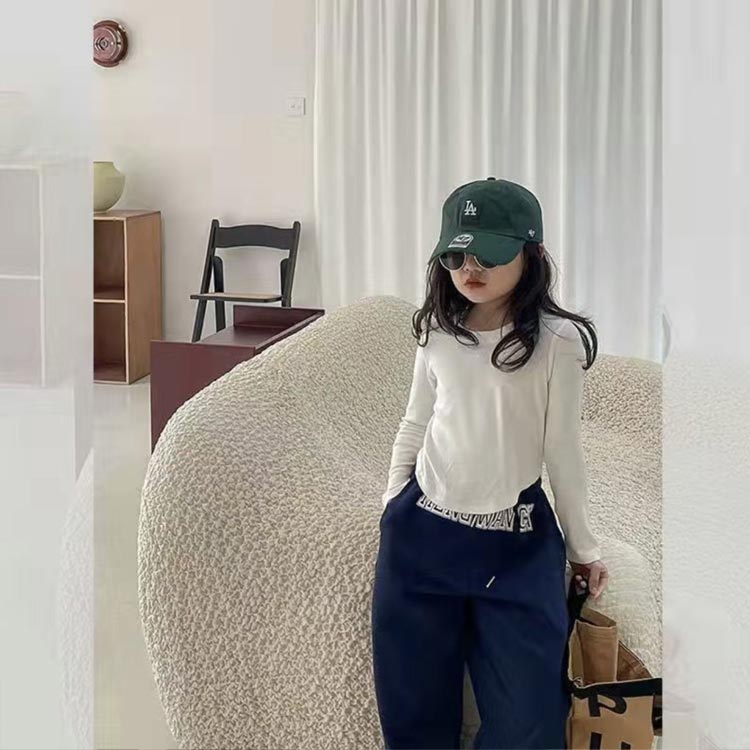  ребра tops Junior cut and sewn длинный рукав длинный рукав ребра ребенок одежда весна предмет весна одежда девушки .. tops девочка tops femi человек длинный рукав t рубашка ребенок 