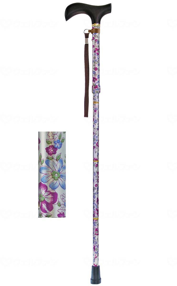 ウェルファン ウェルファン 夢ライフステッキ 柄杖折りたたみ伸縮型 9715（花シルバー） 杖、ステッキの商品画像