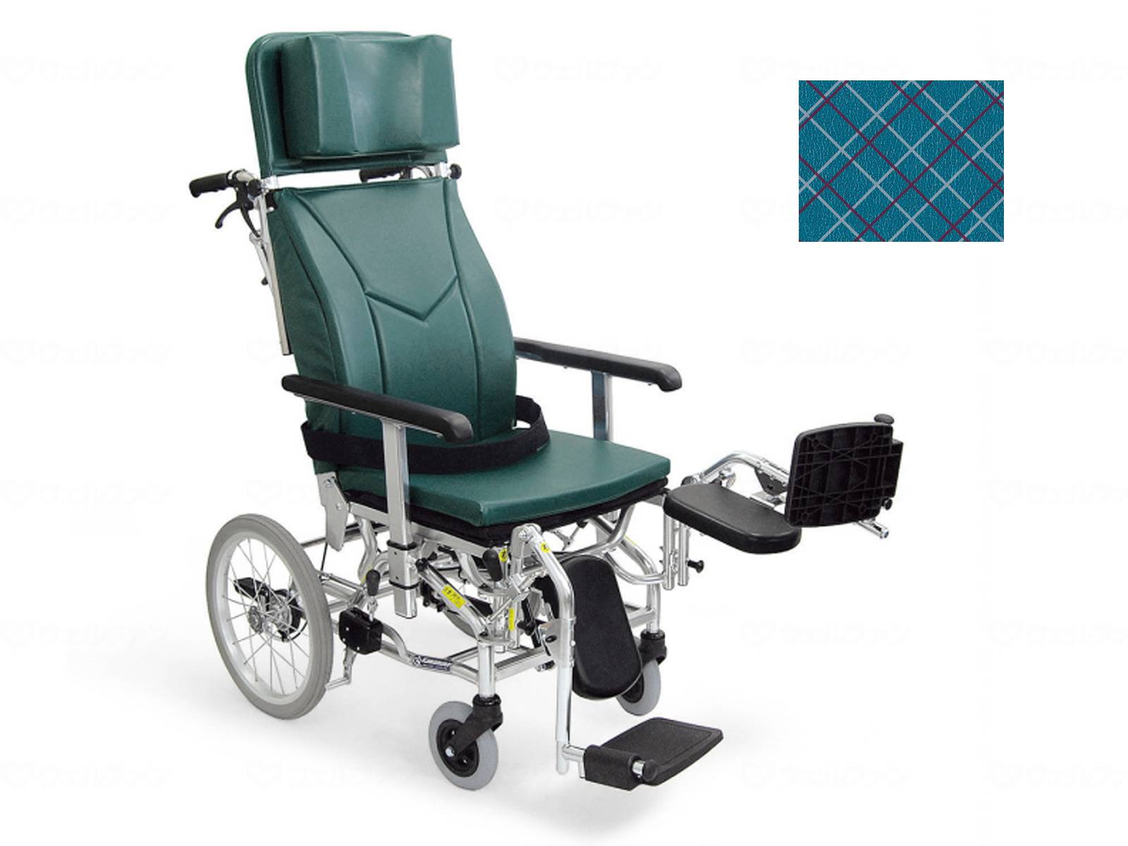 カワムラサイクル カワムラサイクル ティルト＆リクライニング 車いす KXL16-42EL No.99（シアンレザー） 介助用車椅子の商品画像