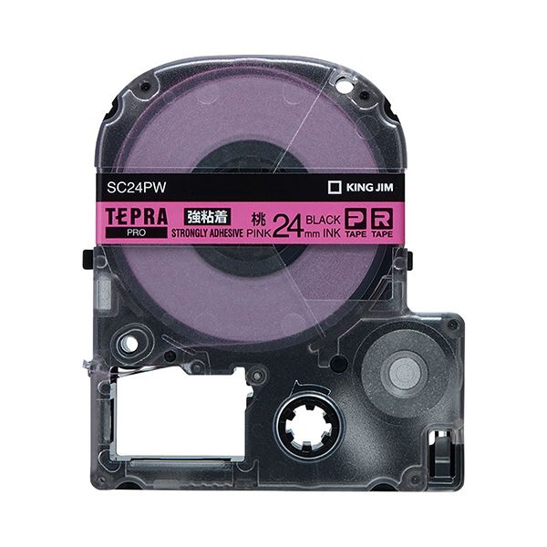 KING JIM テプラ PROテープカートリッジ 強粘着ラベル SC24PW 24mm（ピンク・黒文字）×3個 テプラ TEPRA PRO ラベルプリンター、ラベルライターの商品画像