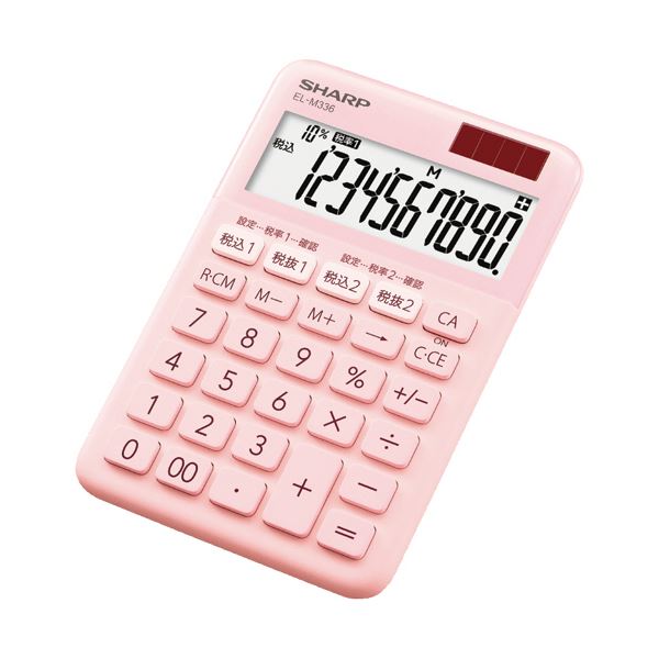 SHARP シャープ 抗ウイルス・抗菌仕様 カラー・デザイン電卓 ミニナイスサイズタイプ EL-M336-PX（ピンク系）×1個 電卓の商品画像