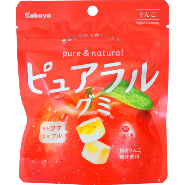 Kabaya カバヤ ピュアラルグミ りんご 58g×8袋 グミ、ジェリービーンズの商品画像