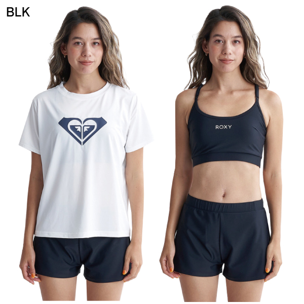  Roxy ROXY STEP женский женщина купальный костюм Rush Guard короткий рукав tops верх и низ в комплекте морская вода . бассейн уличный S/M/L стандартный товар 