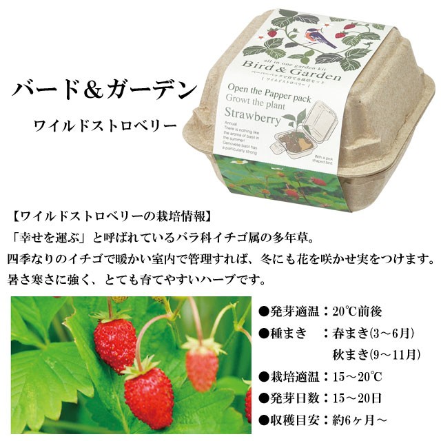 栽培キット かわいい 栽培セット ハーブ バジル 室内 プレゼント Bird Garden バード ガーデン ミント ワイルドストロベリー 四つ葉のクローバー Sst063 癒しグッズ専門店 なごみ 通販 Yahoo ショッピング