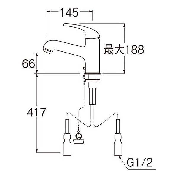 SANEI ワンホールシングルレバー洗面混合栓 一般地用 K4710V-13-23 水