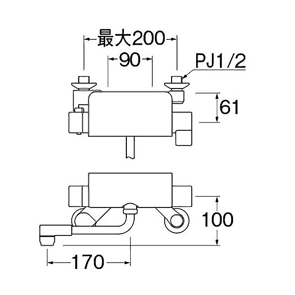 SANEI 壁付サーモスタットシャワー混合栓 ラクナーレ SK1821D-13 水栓