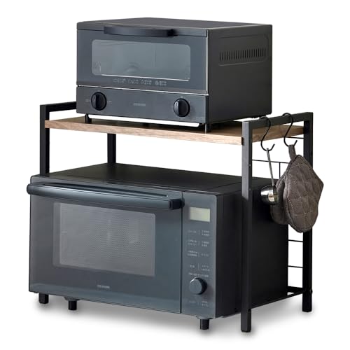 レンジ上ラック W532×D296×H437mm RRN-532 （ブラック/アッシュブラウン）の商品画像