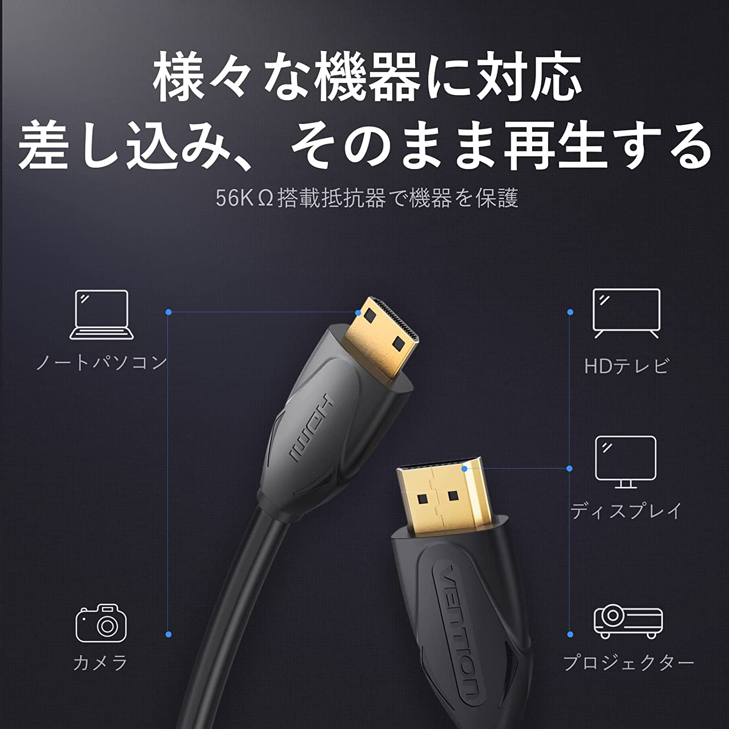 VENTION Mini HDMI - HDMI cable Mini HDMI cable camera / tablet / tv and so on connection possibility (1m / VAA-D02-B100)