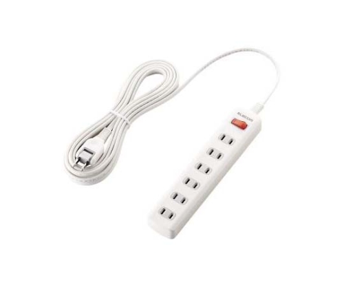 エレコム 一括スイッチ付き 雷ガードタップ T-K3A-2650WH 6個口 5m ホワイト×1個