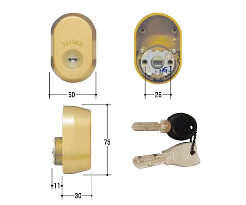 MIWA 取替用シリンダー MCY-512 ゴールド系