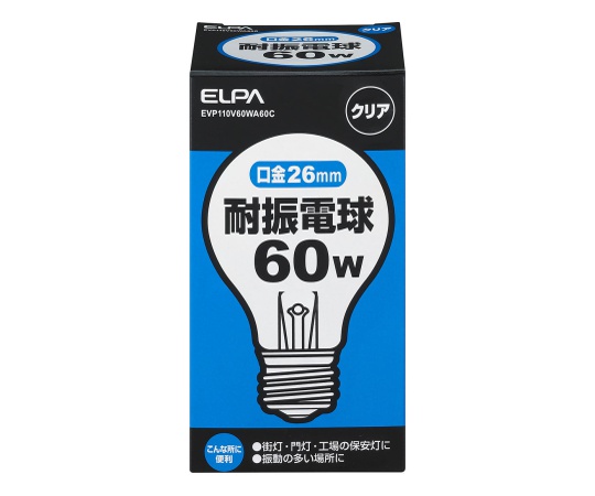 ELPA 耐震電球 60W E26 クリア EVP110V60WA60C ×1 白熱電球の商品画像