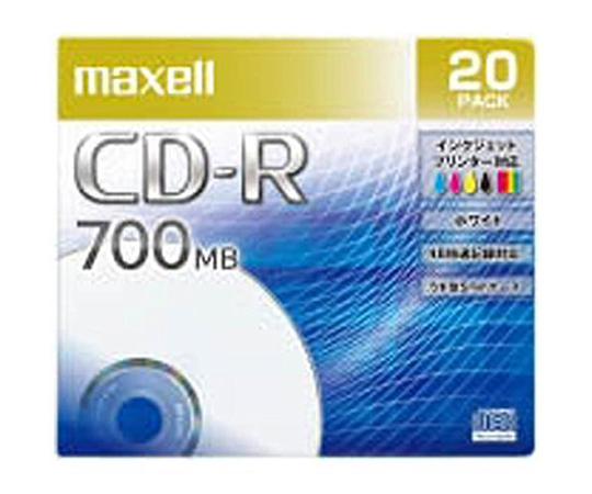 マクセル maxell データ用 CD-R 48倍速対応 インクジェットプリンター対応（ノンワイド） 700MB 5mmPケース 20枚 CDR700S.PNW.20S 記録用CDメディア（CDーR、CDーRW）の商品画像