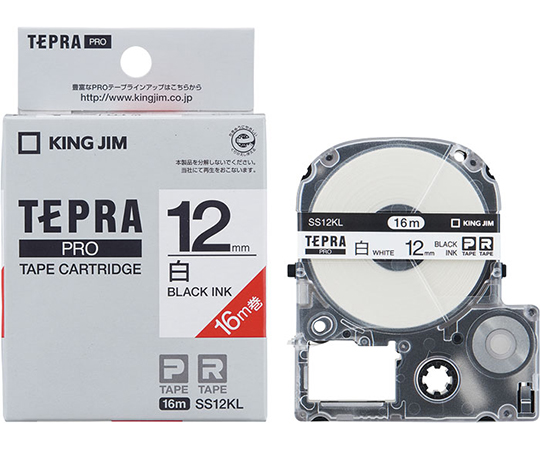 KING JIM テプラ PROテープカートリッジ SS12KL 12mm（16m巻・白・黒文字）×1個 テプラ TEPRA PRO ラベルプリンター、ラベルライターの商品画像