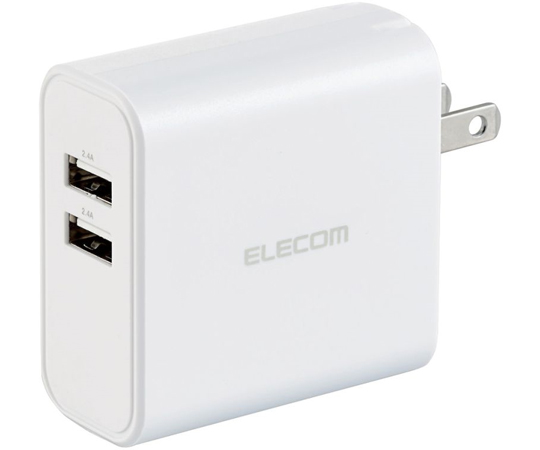 ELECOM エレコム USB コンセント 充電器 合計24W出力 Aポート×2 EC-AC03WH ホワイト 充電池、電池充電器の商品画像