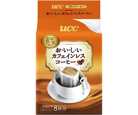 UCC上島珈琲 お・い・し・いカフェインレス UCC おいしいカフェインレスコーヒー ドリップコーヒー 7g×8杯分×1個 カップ用ドリップバッグコーヒーの商品画像