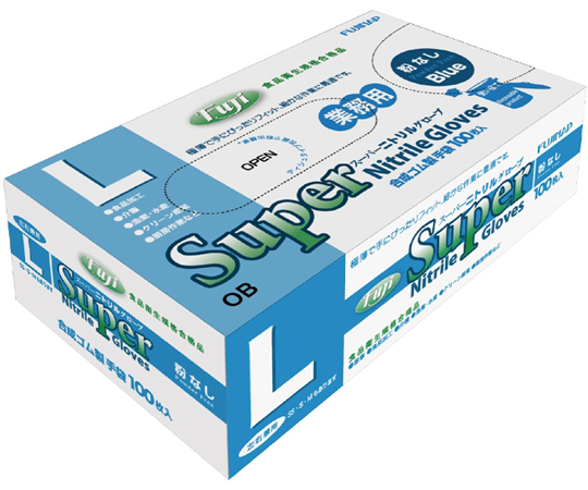 フジ スーパーニトリルグローブ 粉なし 100枚入 ブルー Lサイズ 671610×30個の商品画像