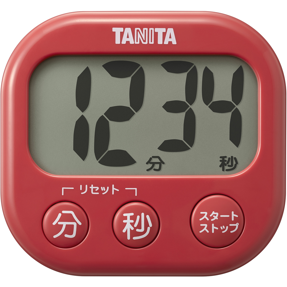TANITA タニタ 抗菌でか見えタイマー チェリーレッド TD-429の商品画像