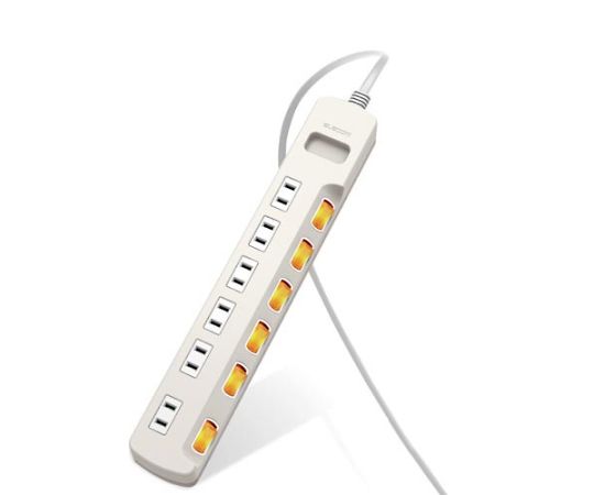 エレコム 雷ガード個別スイッチタップ T-K6A-2630WH 6個口 3m ホワイトの商品画像