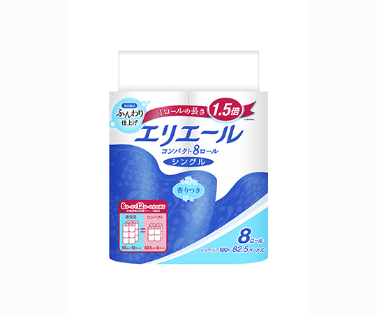 エリエール トイレットティシュー コンパクト シングル 82.5m 8ロール × 8パックの商品画像
