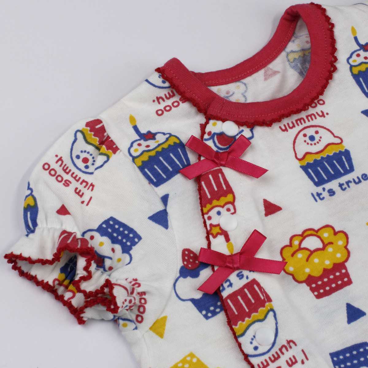  Yu-Mail бесплатная доставка девочка baby Fit все передний открытие короткий рукав небо . материалы новорожденный капкейк рисунок короткий рукав нижнее белье нижнее белье младенец RE- красный ( все 2 цвет )50-60cm
