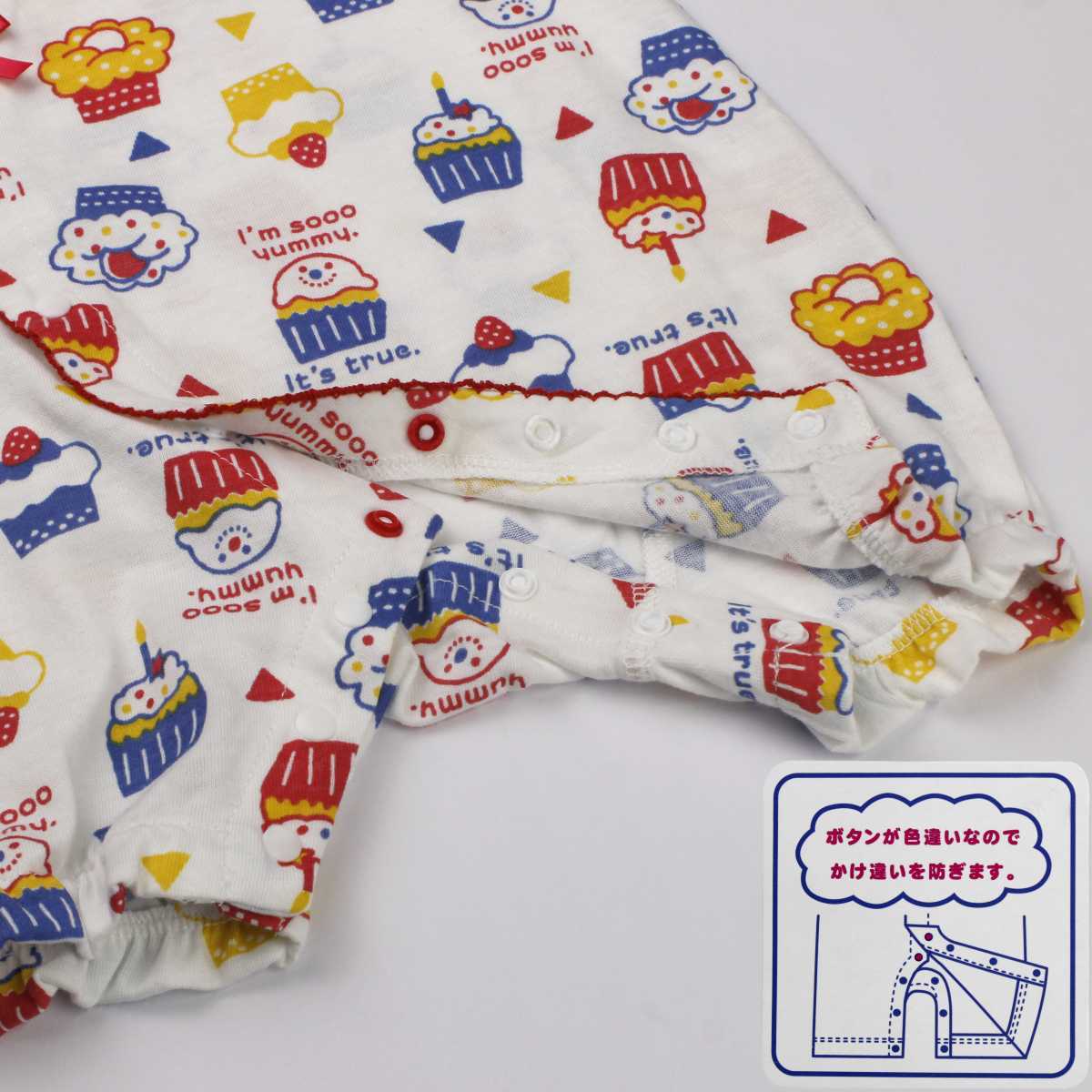  Yu-Mail бесплатная доставка девочка baby Fit все передний открытие короткий рукав небо . материалы новорожденный капкейк рисунок короткий рукав нижнее белье нижнее белье младенец RE- красный ( все 2 цвет )50-60cm