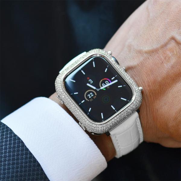  Apple watch cover platinum diamond Pt900 44mm case natural diamond 2.9 carat present gift 