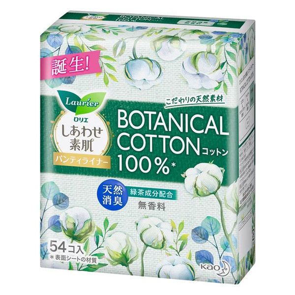 しあわせ素肌パンティライナー Botanical Cotton100% 天然消臭（無香料） 羽なし 14cm 54コ入り×1個の商品画像