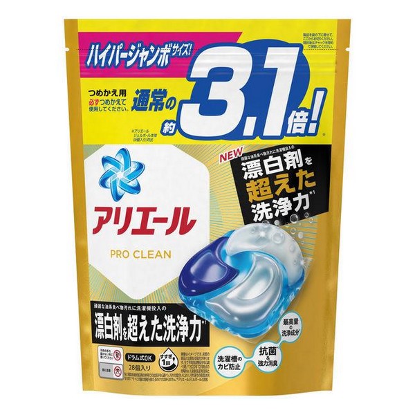 P&G アリエール プロクリーン ジェルボール [つめかえ用] クリーンフレッシュの香り 28個入り（728g） × 1個 アリエール 液体洗剤の商品画像