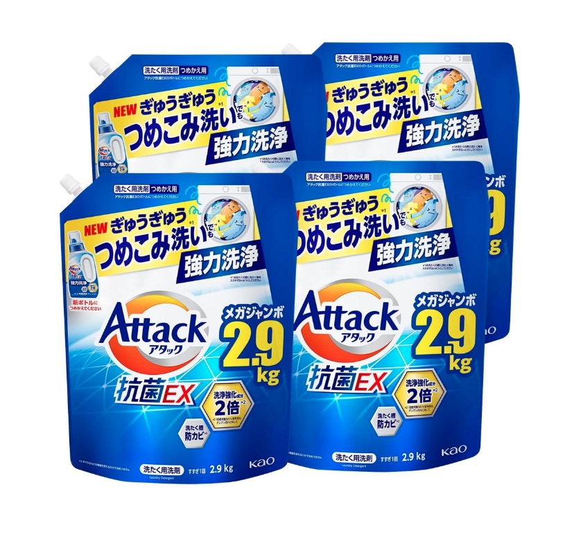 アタック 抗菌EX [つめかえ用] スプラッシュクリアの香り 2900g × 4個の商品画像