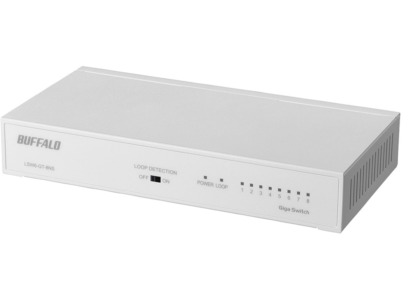 BUFFALO Giga対応 スイッチングハブ 金属筐体/電源内蔵モデル LSW6-GT-8NS/WH（ホワイト）の商品画像
