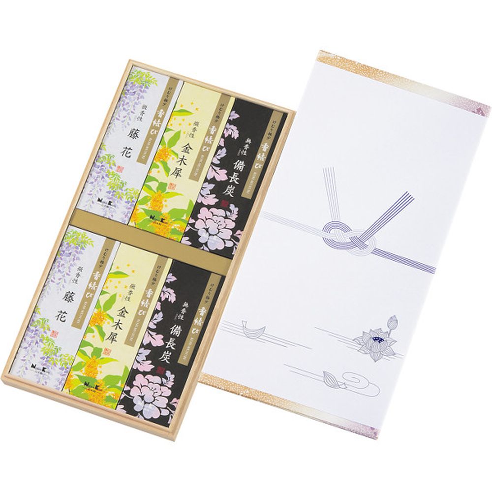 日本香堂 香結び 進物用木箱サック6入 26950 × 1箱の商品画像
