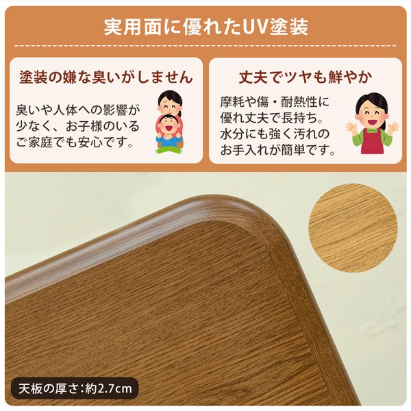  kotatsu tabletop only 80cm×80cm square for exchange wood grain pattern UV painting 