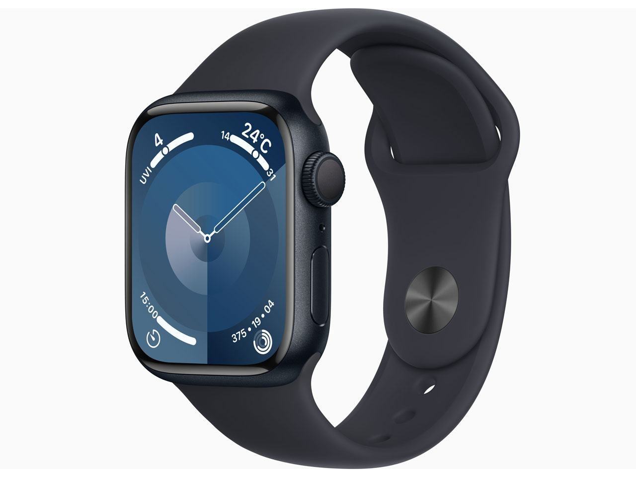 Apple Watch Series 9 GPSモデル 41mm ミッドナイトアルミニウムケースとミッドナイトスポーツバンド M/L MR8X3J/Aの商品画像