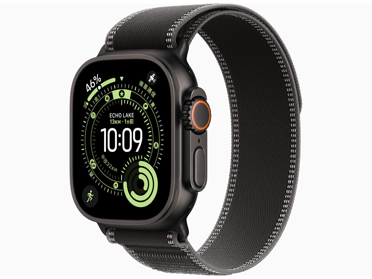 Apple Watch Ultra 3 GPS＋Cellularモデル 49mm ブラックチタニウムケースとブラック/チャコールトレイルループ M/L MF1H4J/A