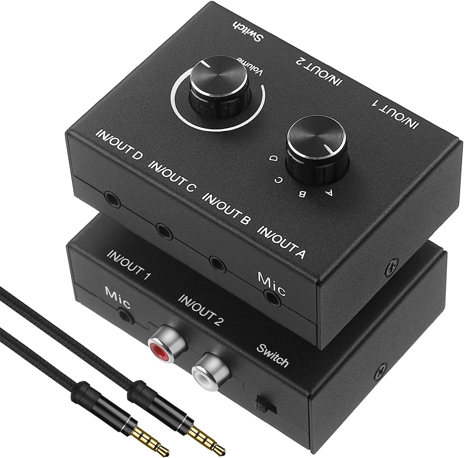 аудио селектор 4 ввод 2 мощность /4 мощность 2 ввод переключатель ES-Tune интерактивный RCA стерео звук переключатель .- сплиттер источник питания не необходимо 3.5mm аудио кабель есть 