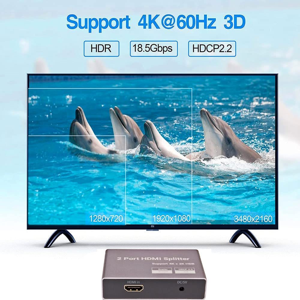 [1-2 день ограничение 10 раз P есть ] HDMI дистрибьютор 4K 60Hz HDR 2 мощность HDMI2.0 сплиттер 1 ввод 2 мощность 2 экран одновременно мощность HDCP2.2 соответствует USB подача тока кабель 