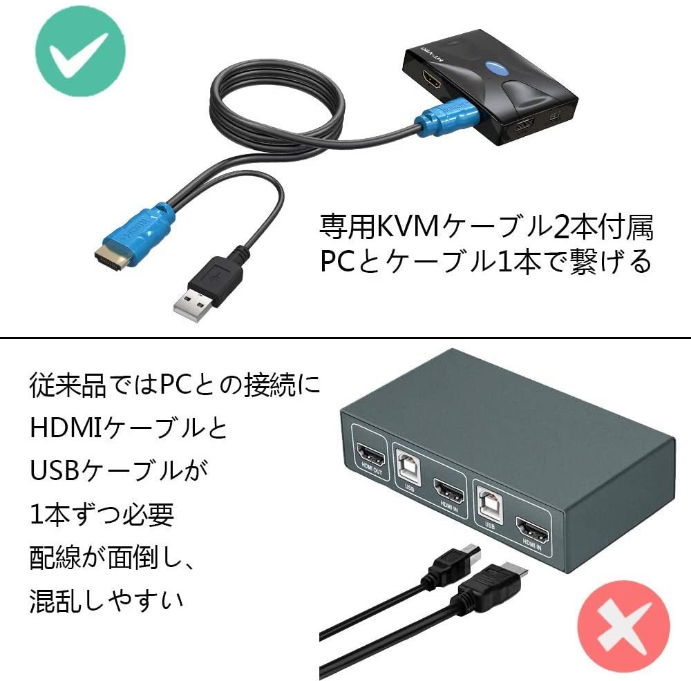 [9 день ограничение 10 раз P есть ] KVM переключатель 2 ввод 1 мощность HDMI монитор ES-Tune 4K30HZ подача тока не необходимо устройство не необходимо Mac OS соответствует USB переключатель ручное управление USB2.0 кабель приложен KVM переключатель 