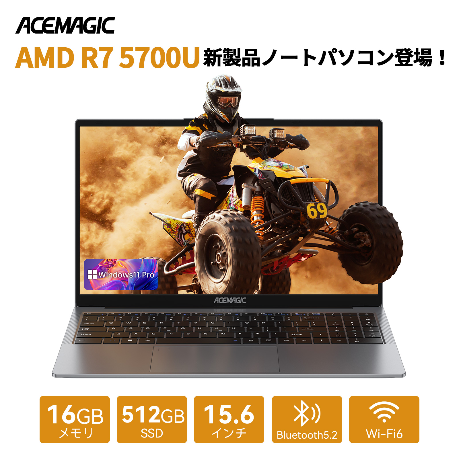 ACEMAGIC ноутбук новый товар AMD Ryzen 7 5700U 15.6 дюймовый IPS жидкокристаллический полный HD память 16GB DDR4 SSD 512GB Win11Pro установка WiFi-6 BT5.0 HDMI высокая скорость .. тихий звук FHD1080P