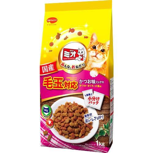 日本ペットフード ミオドライミックス 毛玉対応 かつお味 1kg（500g×2袋入）×1個 ミオ 猫用ドライフードの商品画像