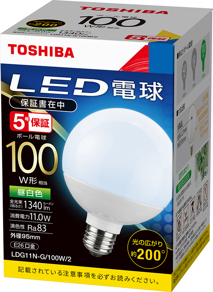 LED лампа LDG11N-G/100W/2 Toshiba lai Tec E26 застежка мяч лампа 100W форма соответствует днем белый цвет (LDG11NG100W2)